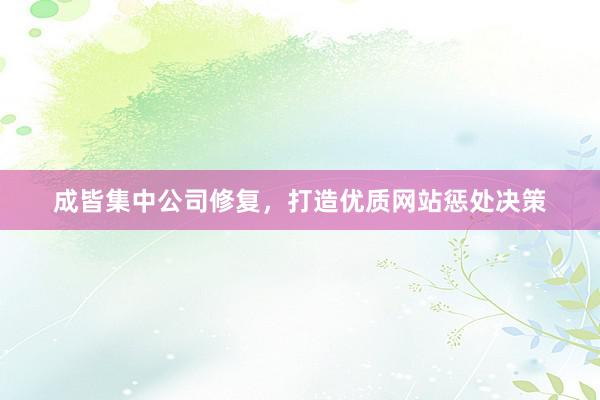 成皆集中公司修复,打造优质网站惩处决策